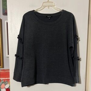 Relativity grey crew neck sweatshirt with ruffle detail